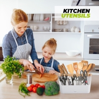 Organizator cu 7 compartimente pentru cosmetice / ustensile de bucatarie, alb, Vivo, 220519-5